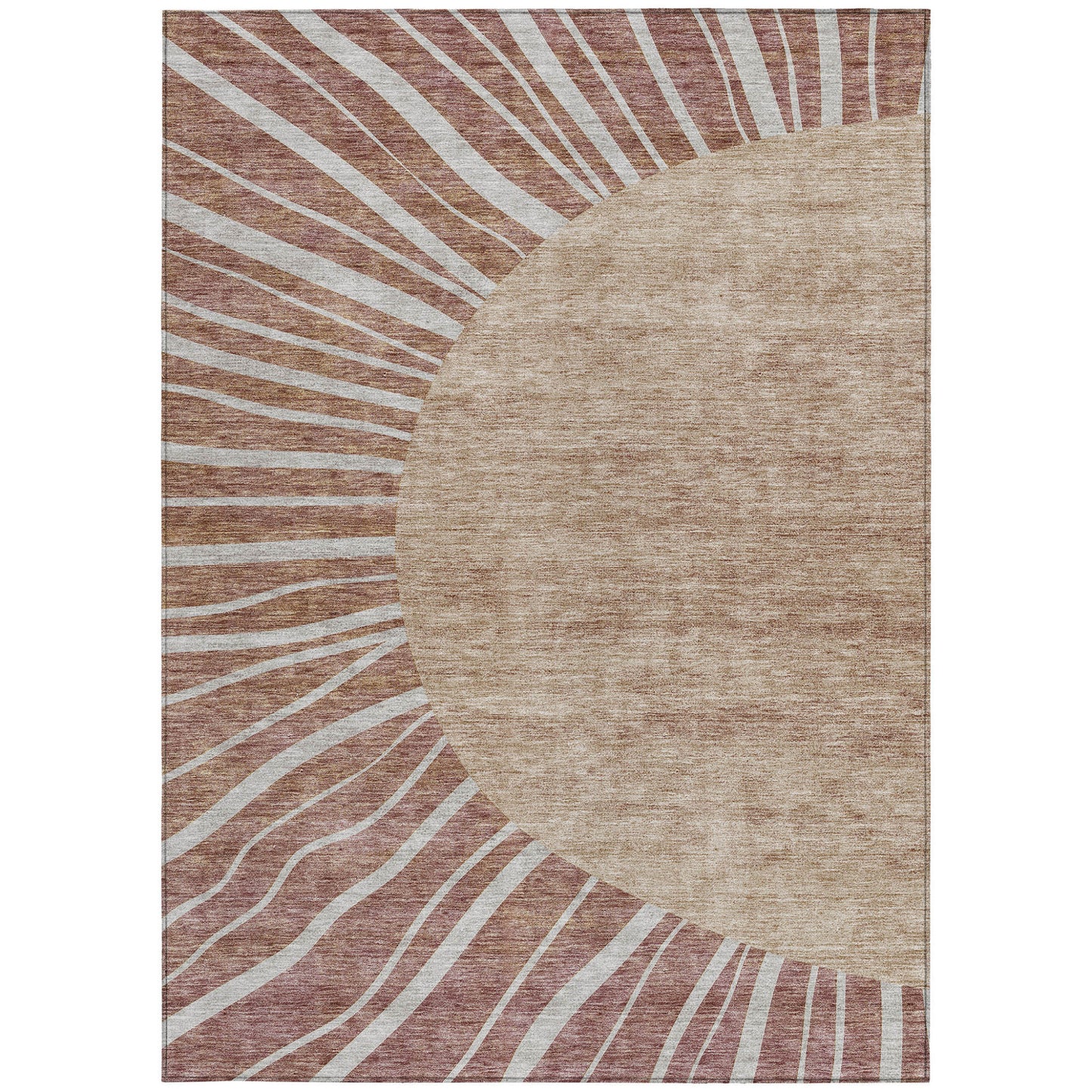 3' X 5' Orange Copper And Terra Cotta Abstract Washable Indoor Outdoor Area Rug