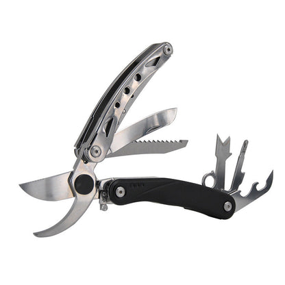 Wautton Multipurpose Garden Clippers with Screwdriver, Saw, Knife, Ruler & More, Compact Garden Shears for Gardening, Camping & Survival Tools