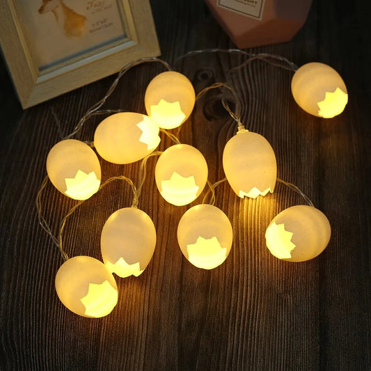 Fragile Cracked Egg LED String Lights Glowing Easter Lanterns Twinkle Holiday Decorations Festive Lighting Strand