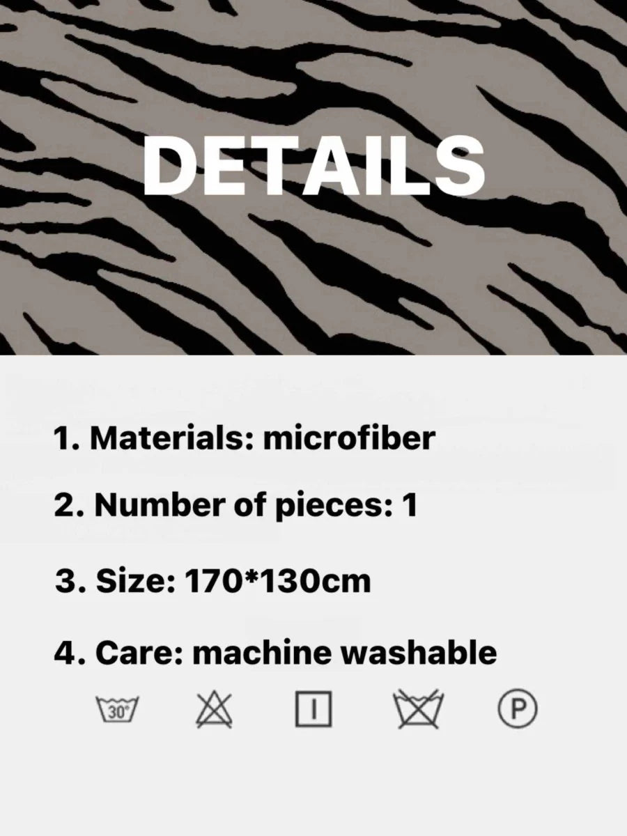 Retro Style Zebra Print Microfiber Throw Blanket - Ultra-Soft & Cozy