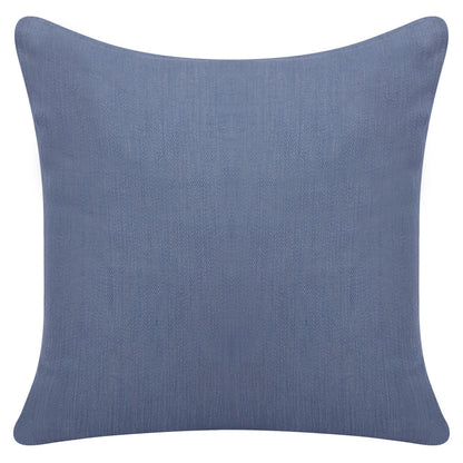 20" Blue Cotton Throw Pillow With Buttons