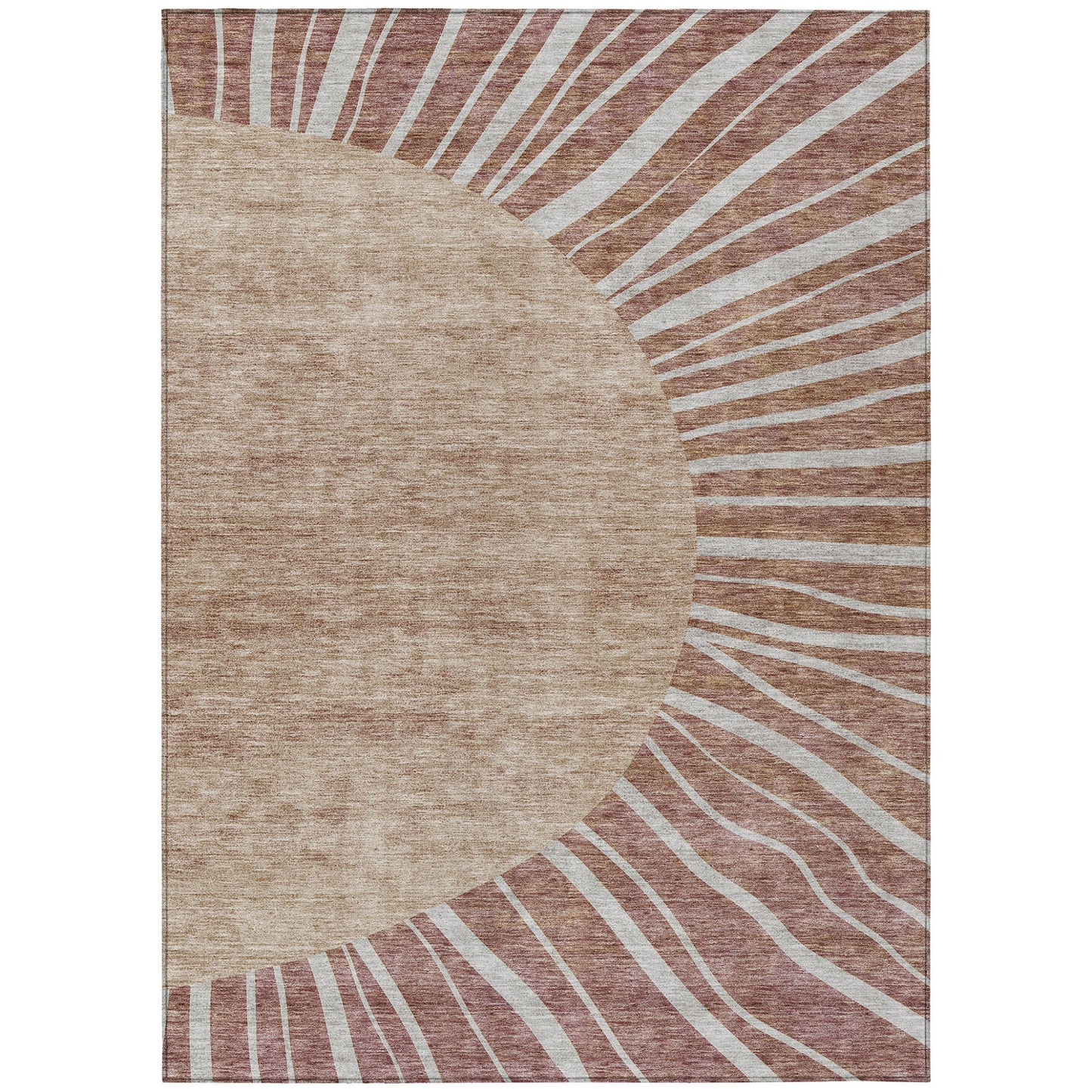 3' X 5' Orange Copper And Terra Cotta Abstract Washable Indoor Outdoor Area Rug