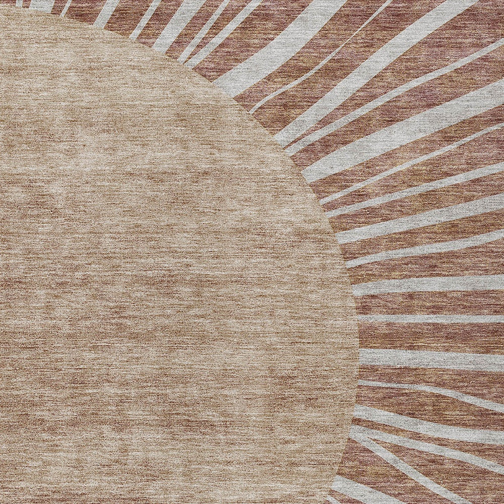 3' X 5' Orange Copper And Terra Cotta Abstract Washable Indoor Outdoor Area Rug