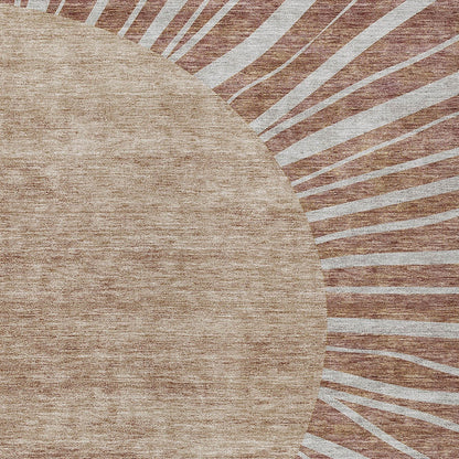 3' X 5' Orange Copper And Terra Cotta Abstract Washable Indoor Outdoor Area Rug