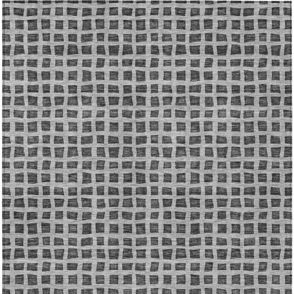 8' X 10' Graphite Gray And Silver Geometric Washable Indoor Outdoor Area Rug