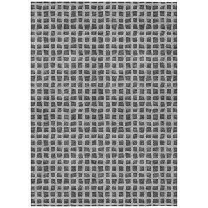 8' X 10' Graphite Gray And Silver Geometric Washable Indoor Outdoor Area Rug