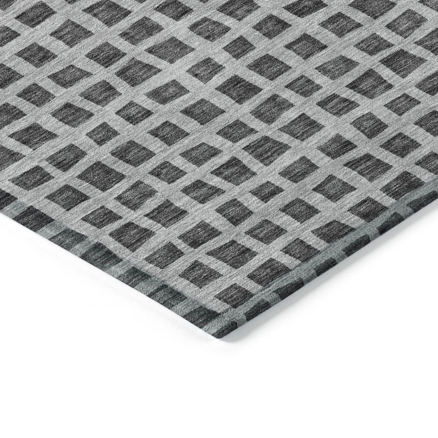 8' X 10' Graphite Gray And Silver Geometric Washable Indoor Outdoor Area Rug