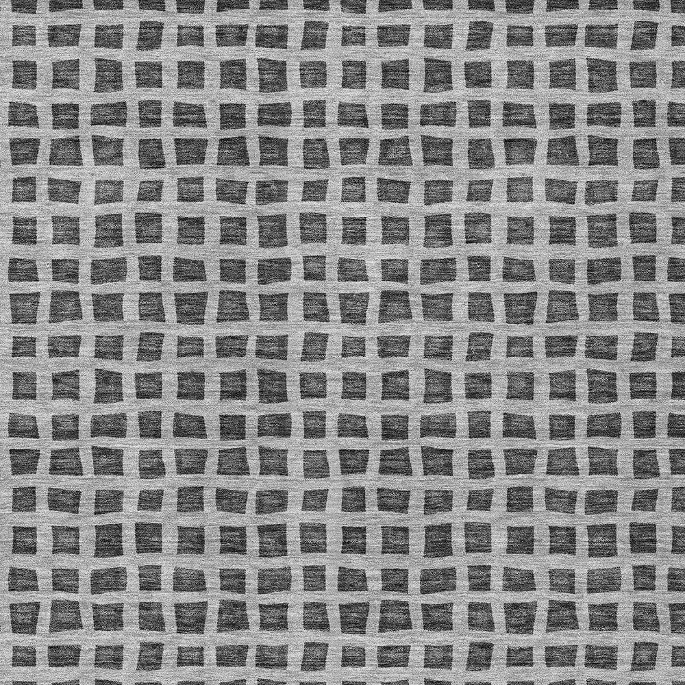 8' X 10' Graphite Gray And Silver Geometric Washable Indoor Outdoor Area Rug