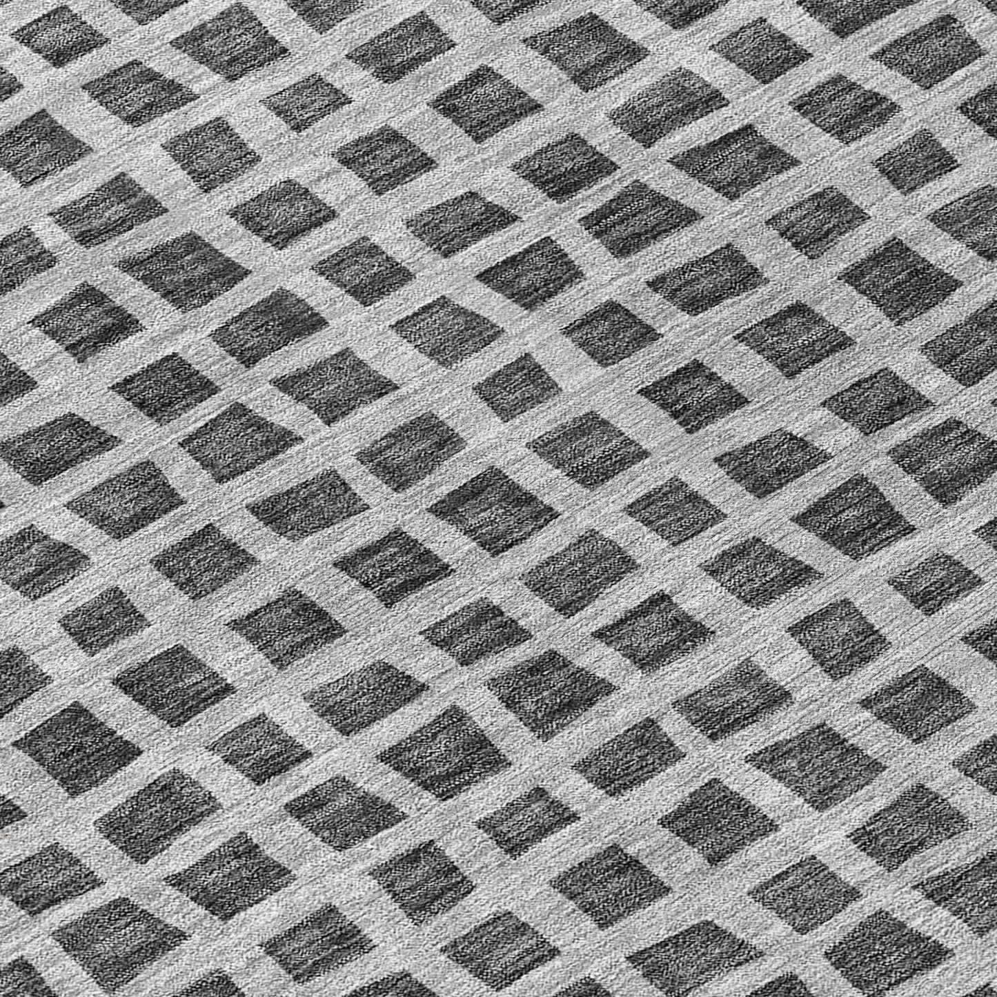 8' X 10' Graphite Gray And Silver Geometric Washable Indoor Outdoor Area Rug