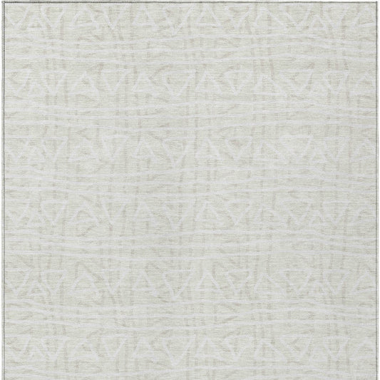 3' X 5' Ivory And Beige Geometric Washable Indoor Outdoor Area Rug