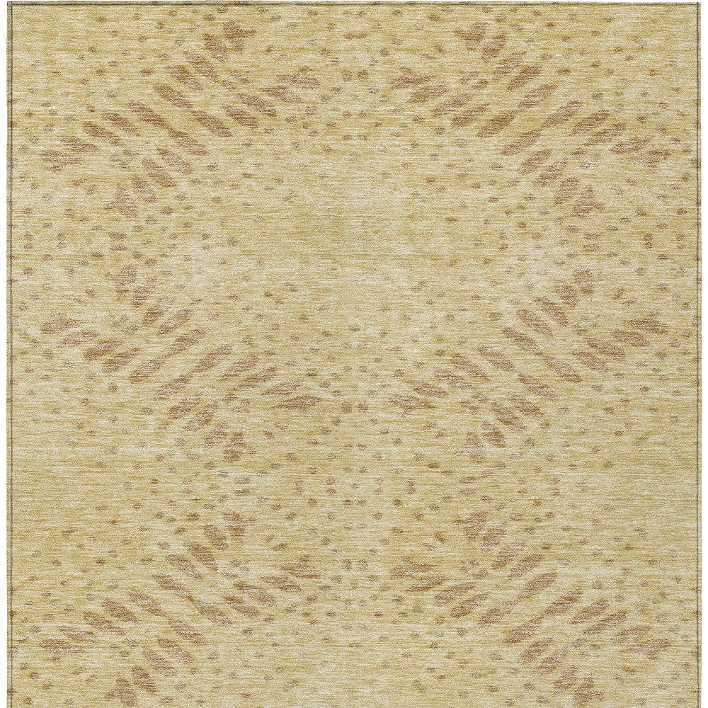 8' X 10' Gold Beige And Taupe Floral Washable Indoor Outdoor Area Rug