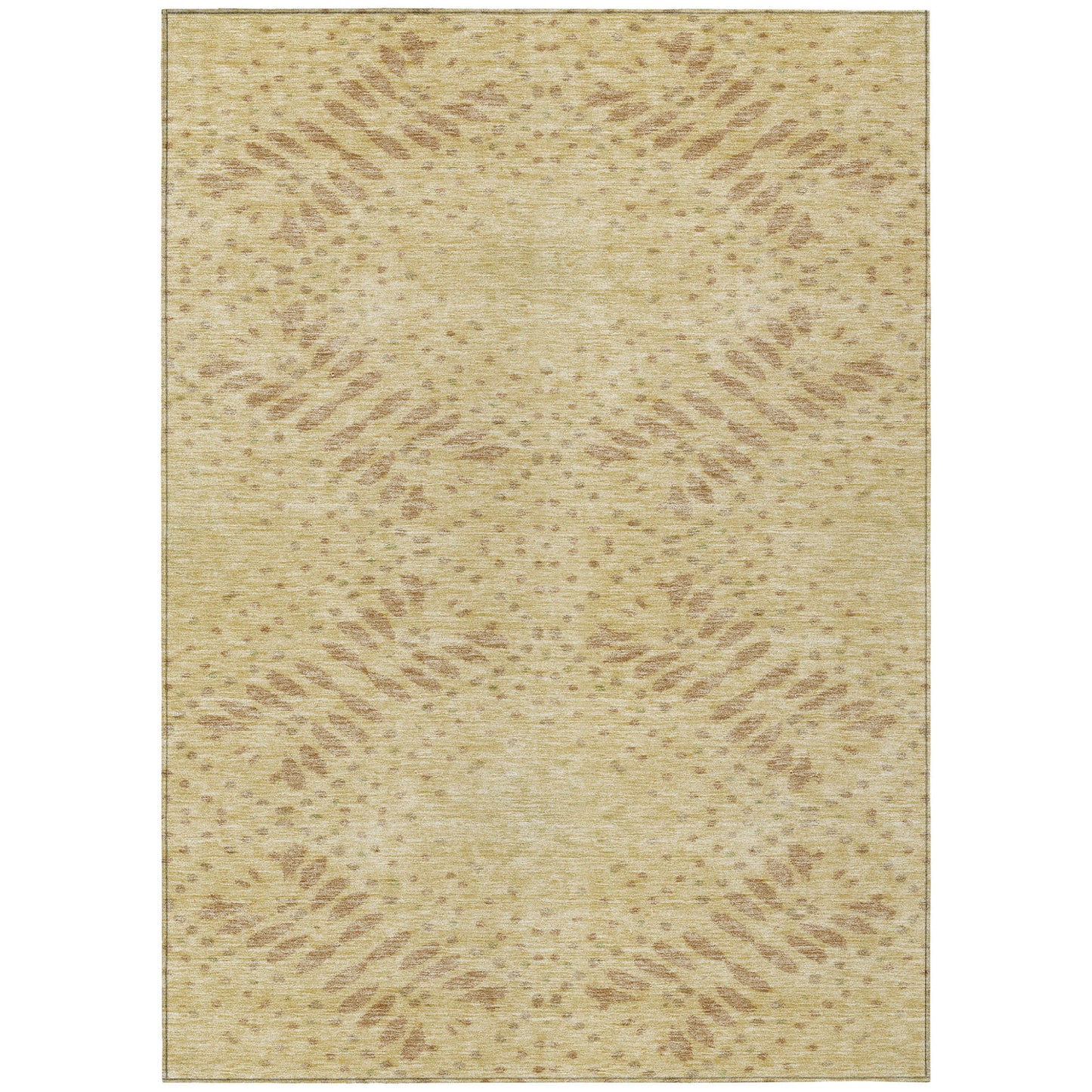 8' X 10' Gold Beige And Taupe Floral Washable Indoor Outdoor Area Rug