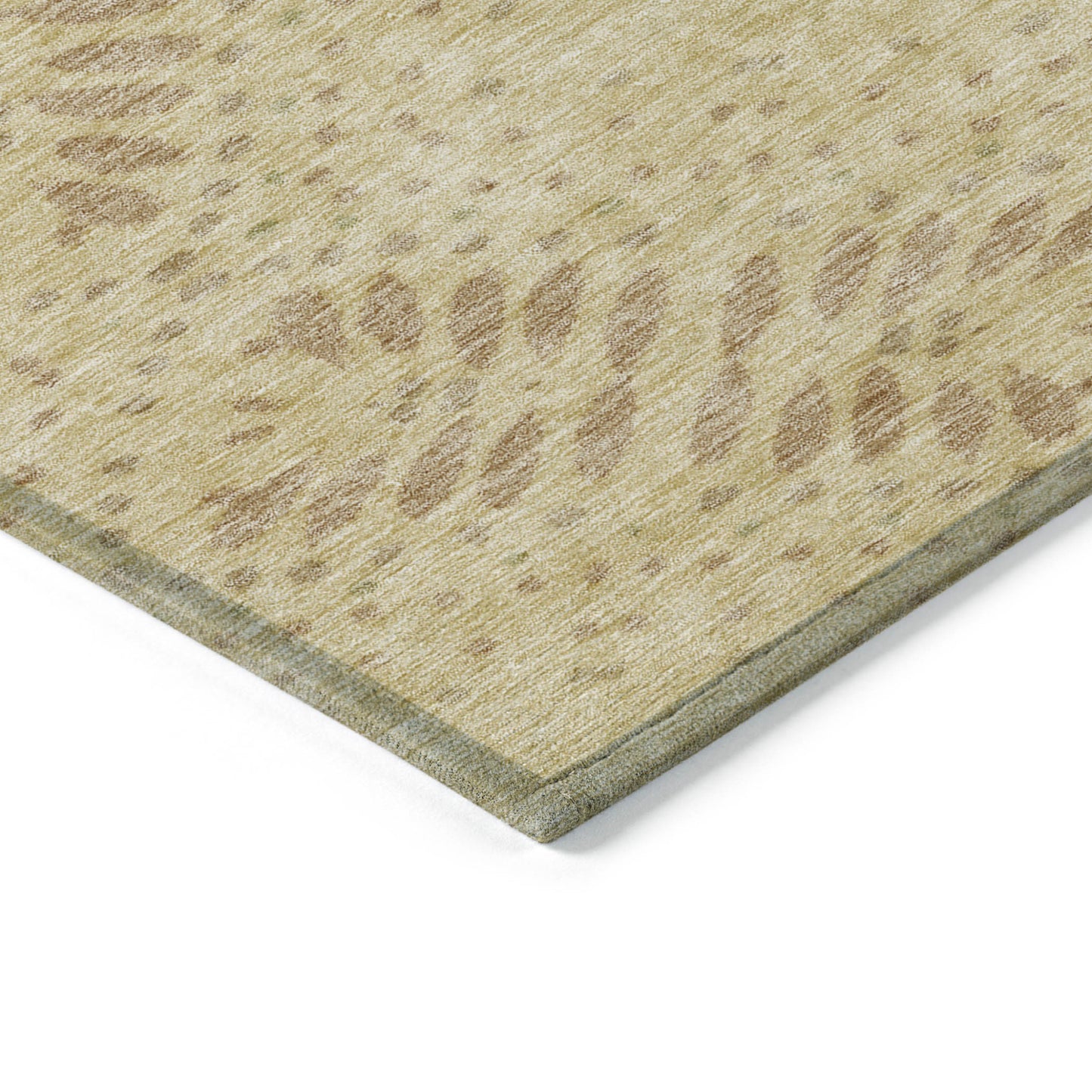 8' X 10' Gold Beige And Taupe Floral Washable Indoor Outdoor Area Rug