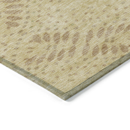 8' X 10' Gold Beige And Taupe Floral Washable Indoor Outdoor Area Rug