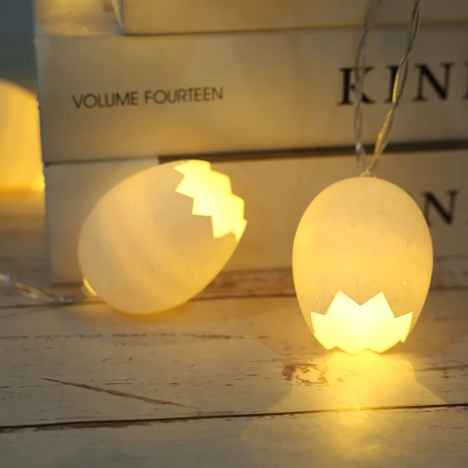 Fragile Cracked Egg LED String Lights Glowing Easter Lanterns Twinkle Holiday Decorations Festive Lighting Strand