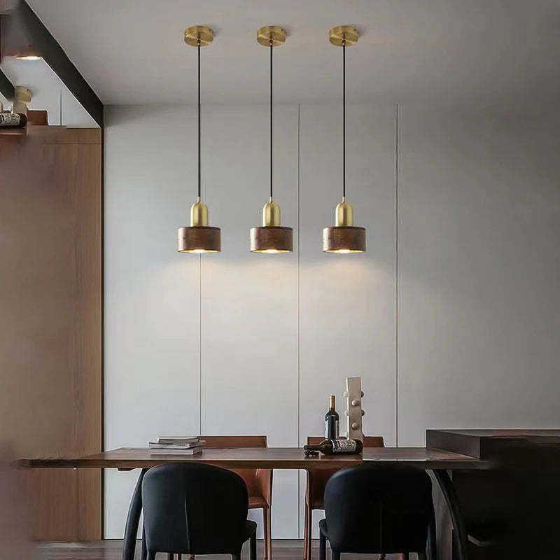 Antique Bronze Walnut Hardwood Metal Lighting