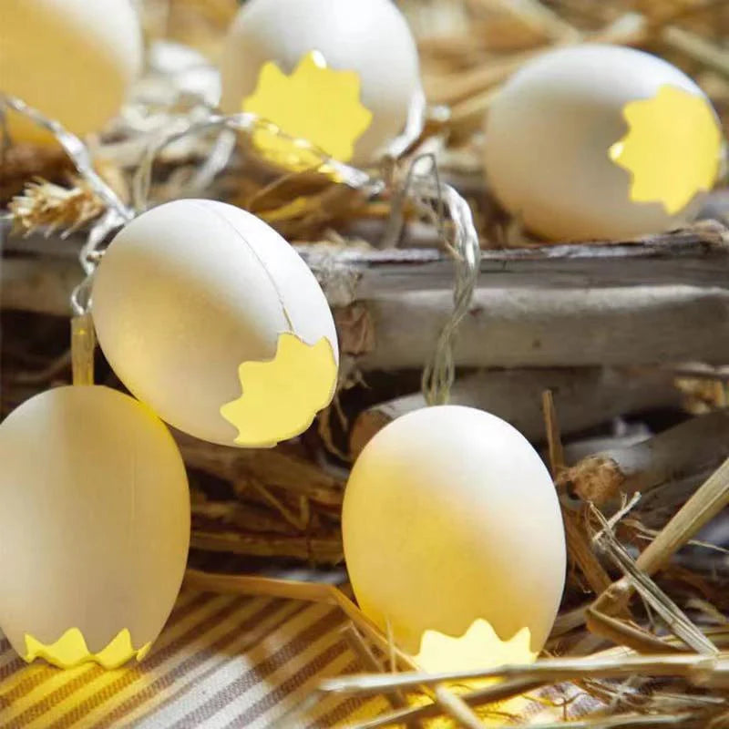 Fragile Cracked Egg LED String Lights Glowing Easter Lanterns Twinkle Holiday Decorations Festive Lighting Strand